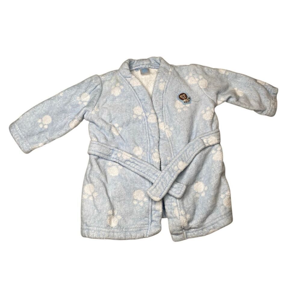 Carter’s Baby Blue Paw Print Fleece Robe Bathrobe 0-9 Months Cozy Soft Newborn